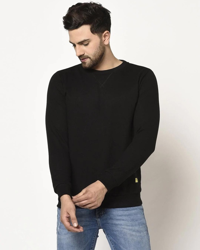 Shop Men's Black Casual Sweatshirt-Front