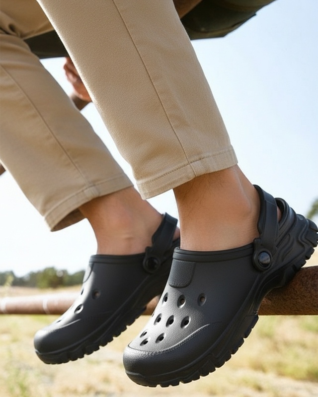 Shop Men's Black EVA Comfy Clogs-Front