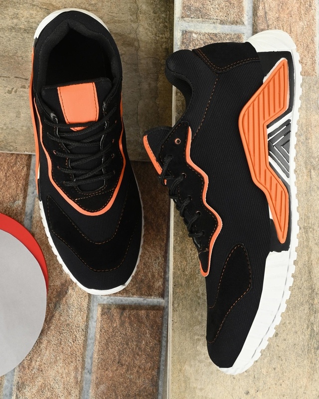 Shop Men's Black Color Block Casual Shoes-Front