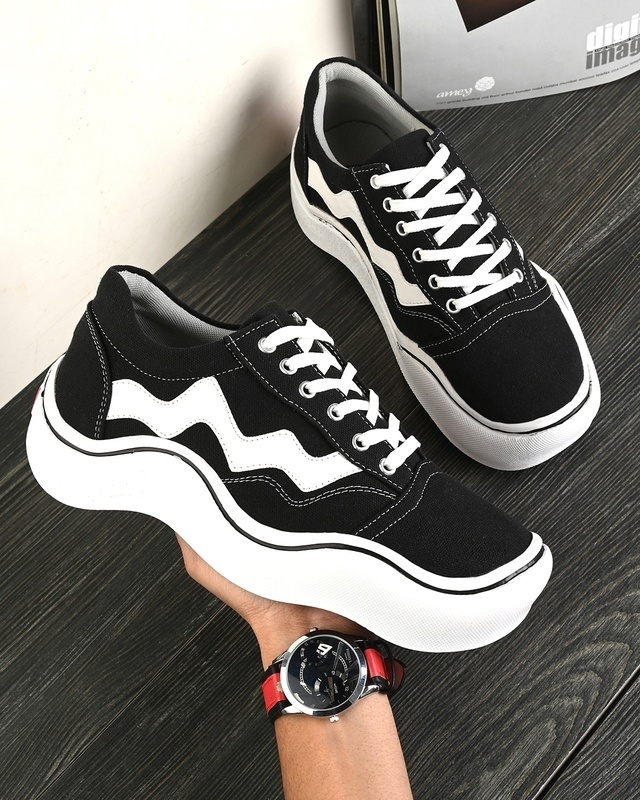 Shop Men's Black Color Block Sneakers-Front