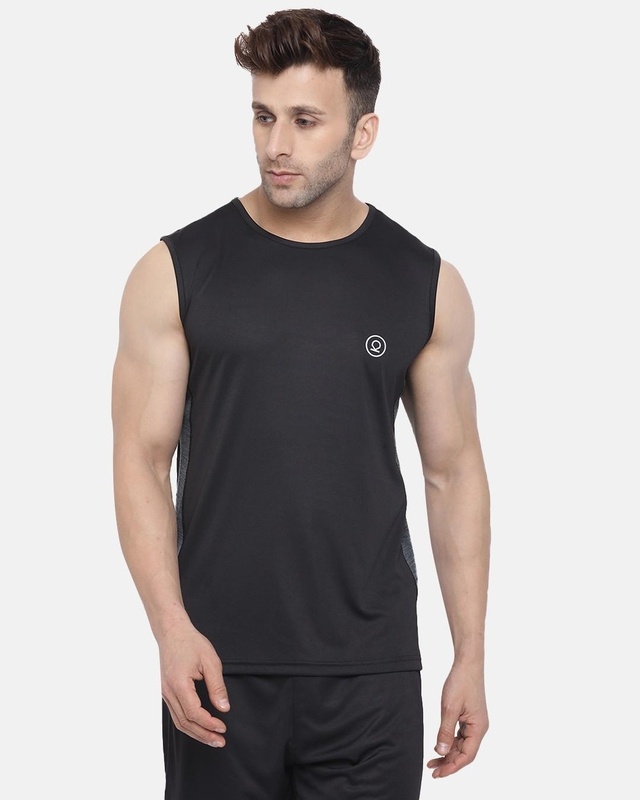 Shop Men's Black Color Block Vest-Front