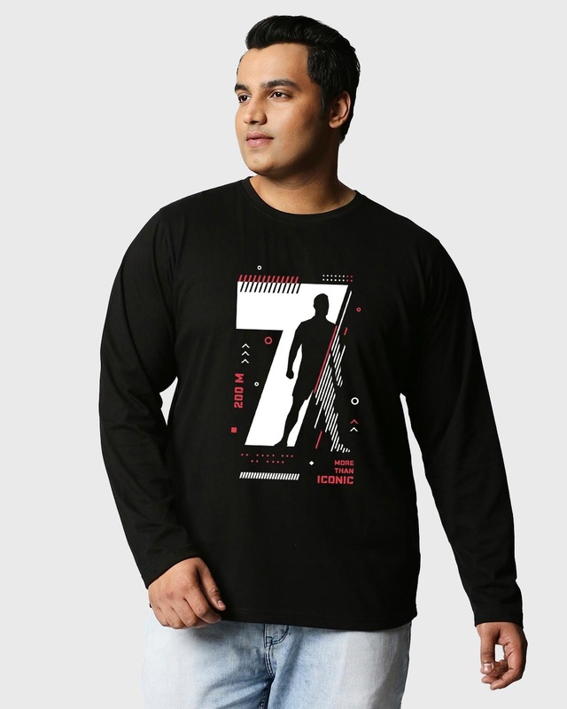 Shop Men's Black CR 200M Graphic Printed Plus Size T-shirt-Front