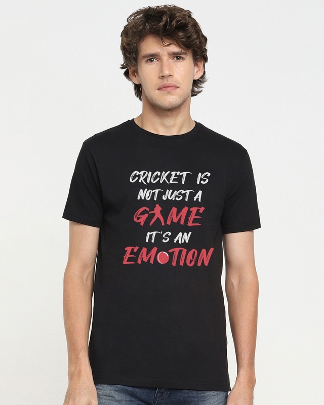 Shop Men's Black Cricket is Not Just a Game its an Emotion T-shirt-Front