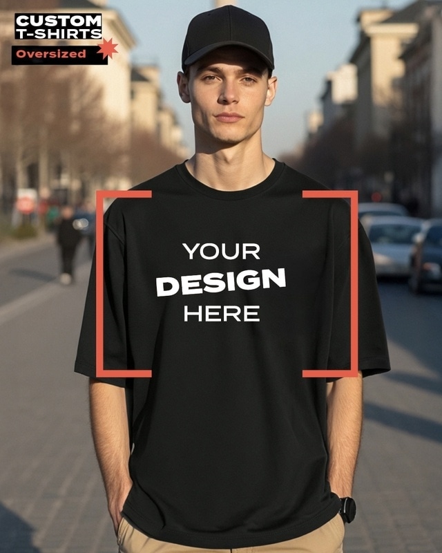 Shop Men's Black Customizable Oversized T-shirt-Front