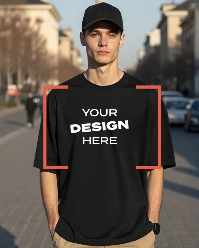 Shop Men's Black Customizable Oversized T-shirt-Front