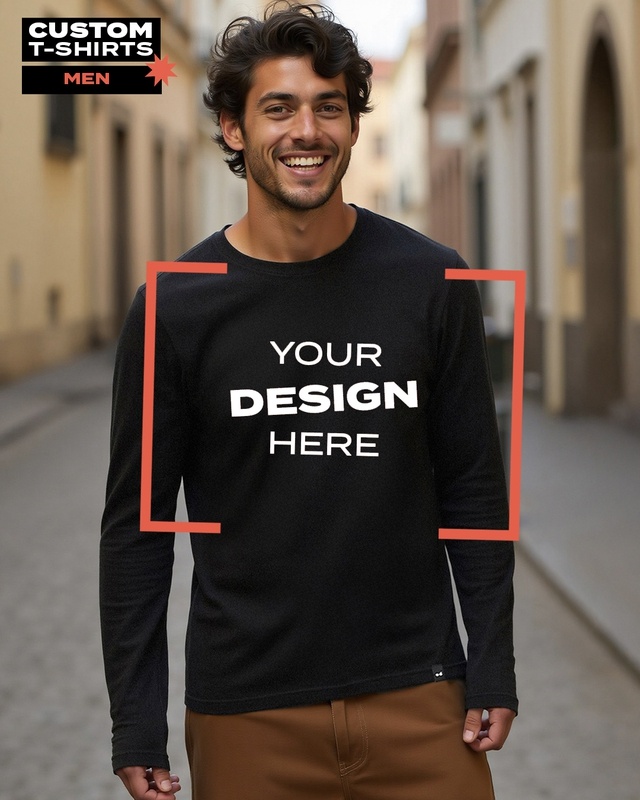 Shop Men's Black Customizable T-shirt-Front
