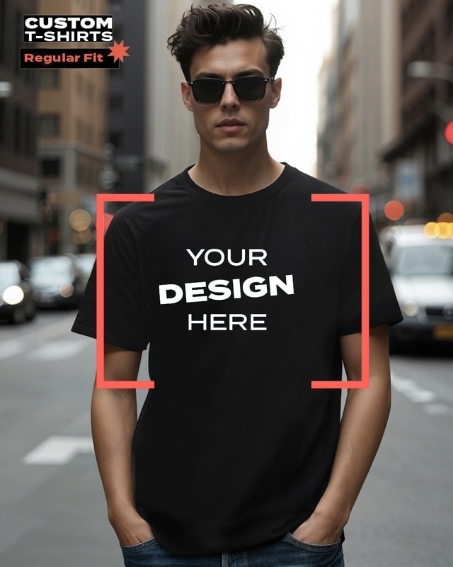 Shop Men's Black Customizable T-shirt-Front