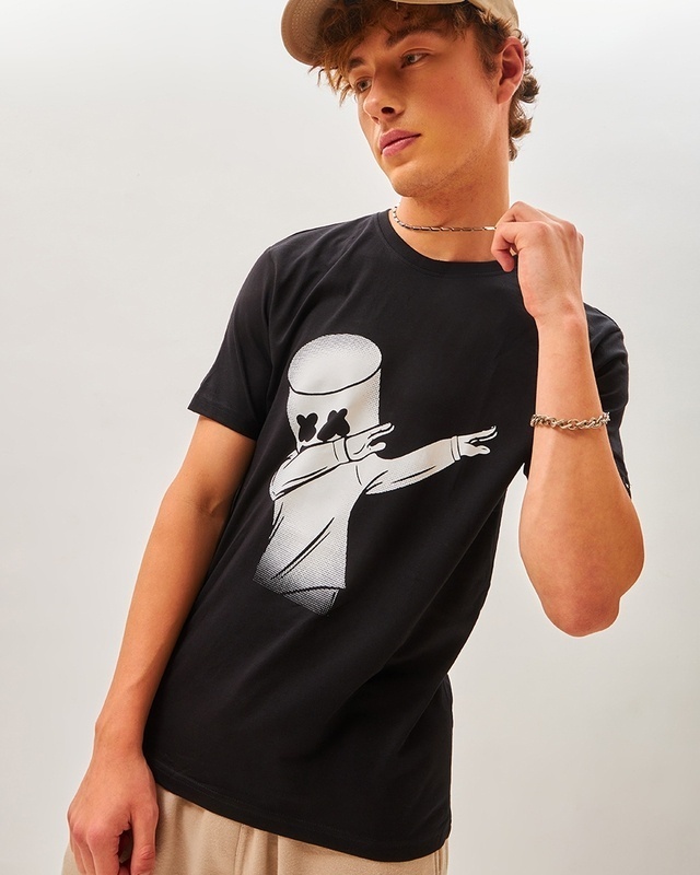 Men's Black Dab Marshmello Graphic Printed T-shirt