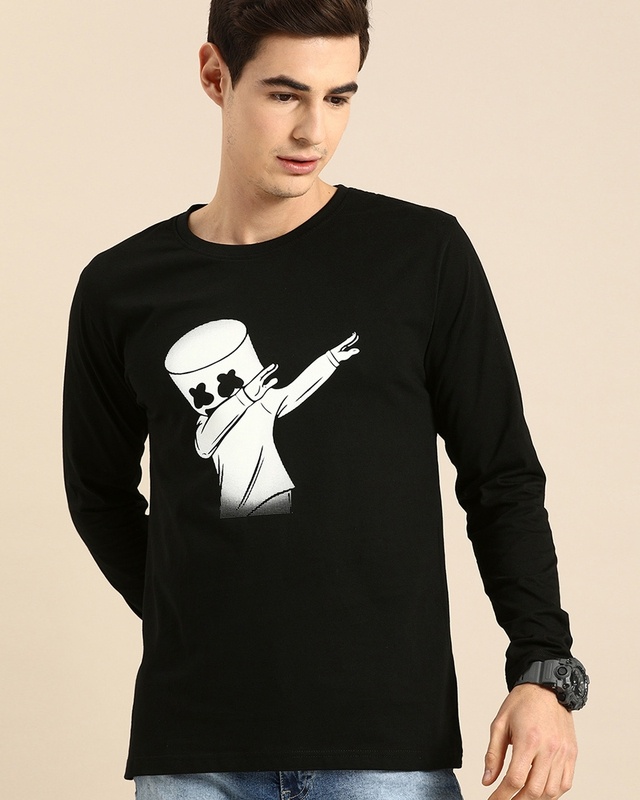 Shop Men's Black Dab Marshmello Graphic Printed T-shirt-Front