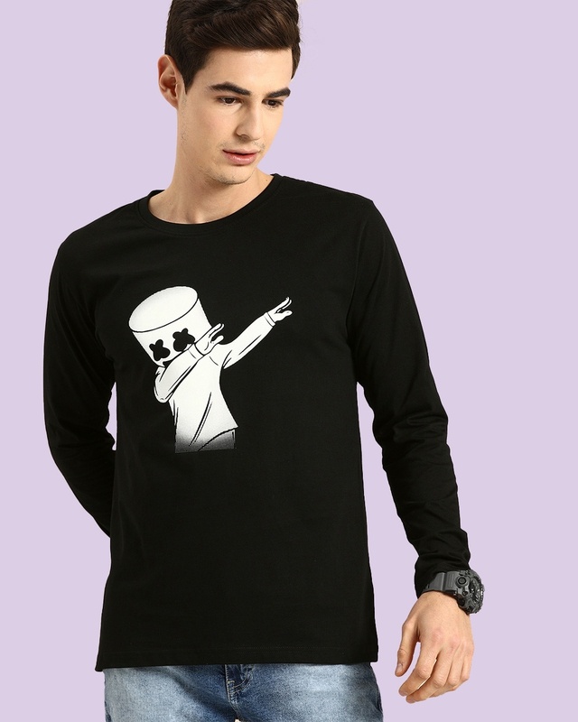 Shop Men's Black Dab Marshmello Graphic Printed T-shirt-Front