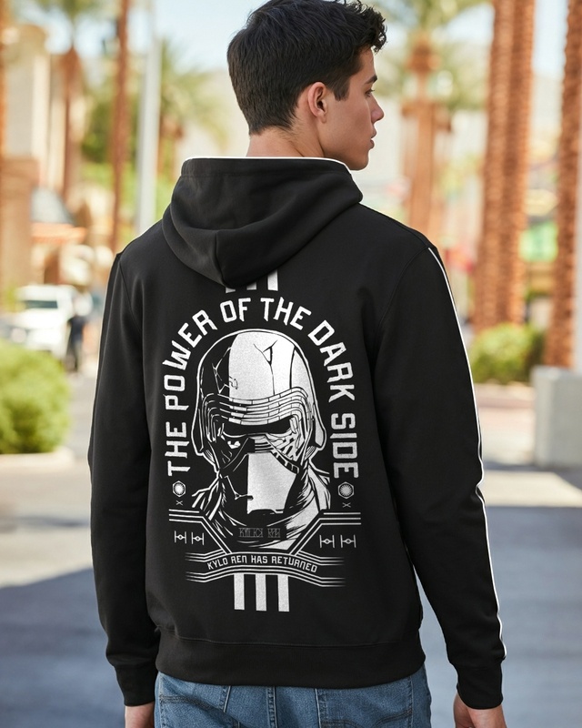 Shop Men's Black Dark Side Graphic Printed Hoodies-Front