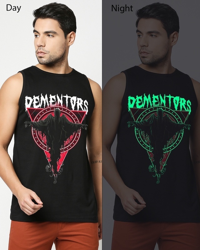 Shop Men's Black Dementors Graphic Printed Vest-Front