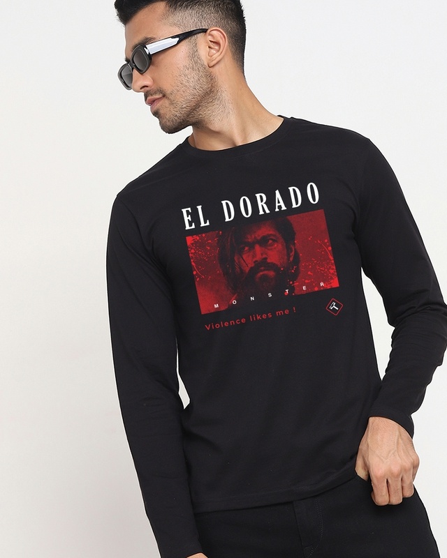 Shop Men's Black El Dorado Graphic Printed T-shirt-Front