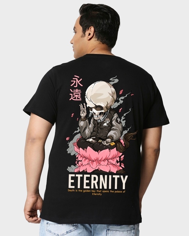 Shop Men's Black Eternity Graphic Printed Plus Size T-shirt-Front