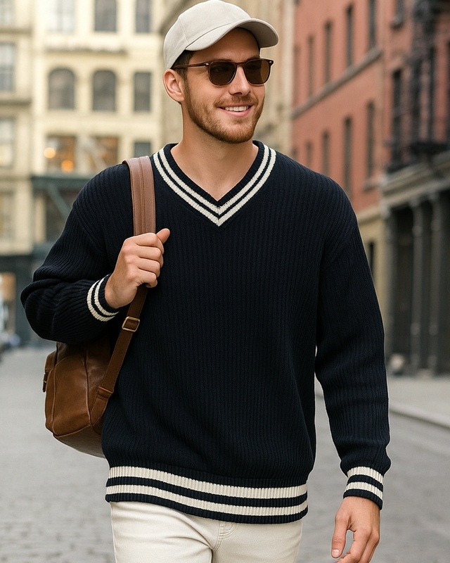 Shop Men's Black Flatknit Sweater-Front