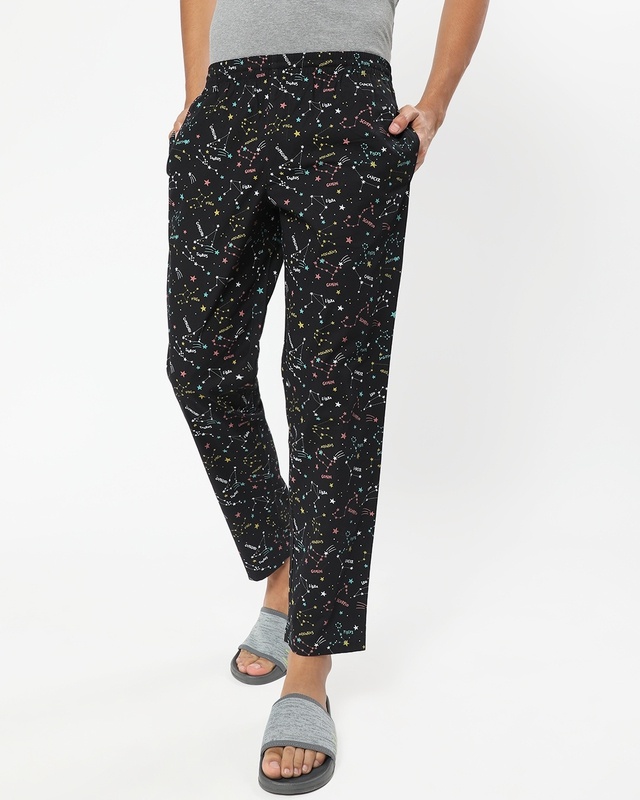 Men's Black Fortune All Over Printed Pyjamas