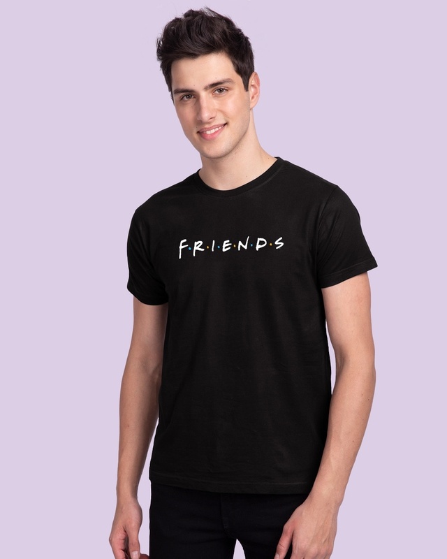 Shop Men's Black Friends Logo T-shirt-Front