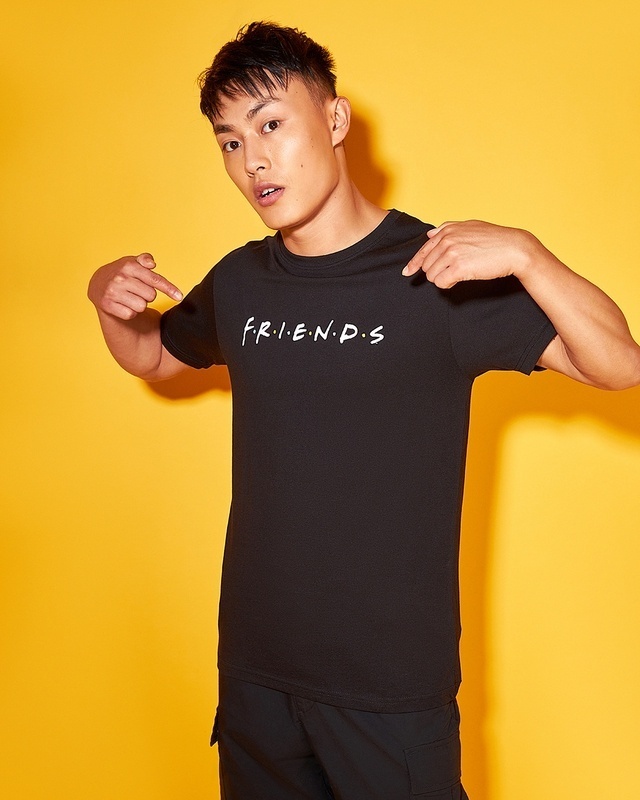 Shop Men's Black Friends Logo T-shirt-Front