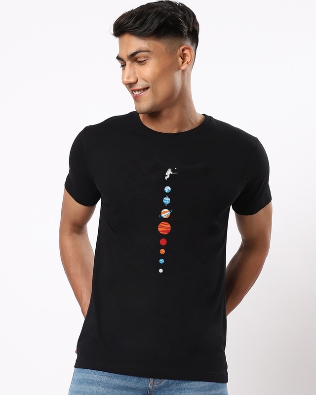 Shop Men's Black Galaxy Cricket Graphic Printed T-shirt-Front