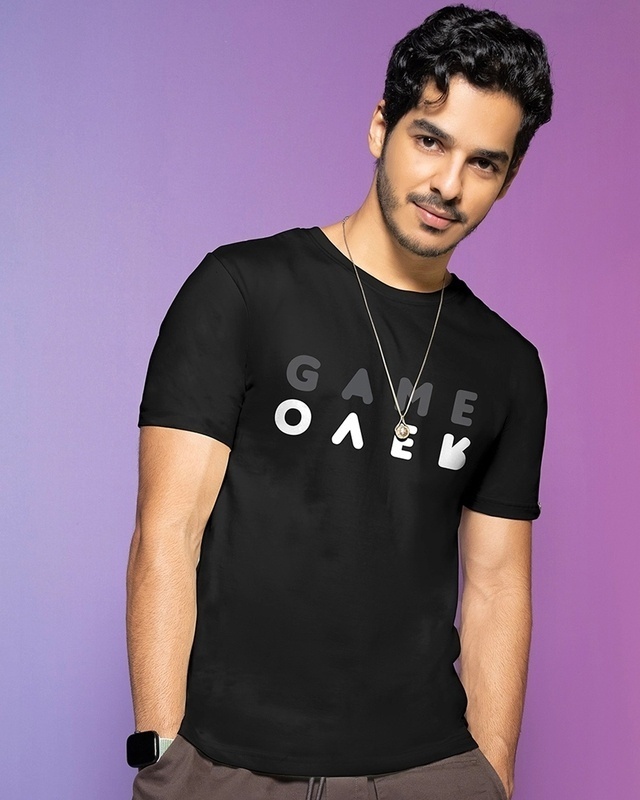 Shop Men's Black Game Over Typography T-shirt-Front