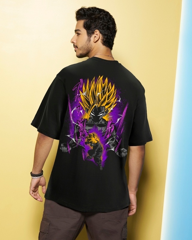 Shop Men's Black Gohan Graphic Printed Oversized T-shirt-Front