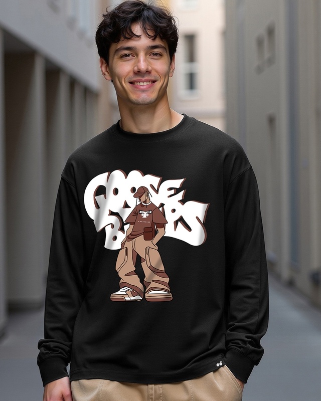 Shop Men's Black Goosebumps Graphic Printed Oversized T-shirt-Front