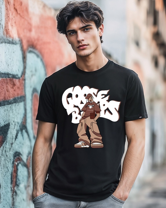 Shop Men's Black Goosebumps Graphic Printed T-shirt-Front