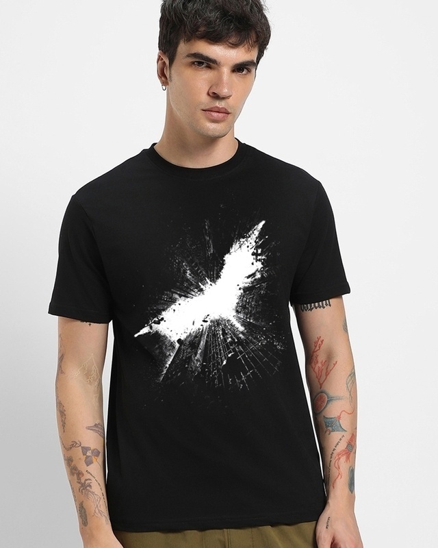 Shop Men's Black Gotham Guardian Graphic Printed T-shirt-Front