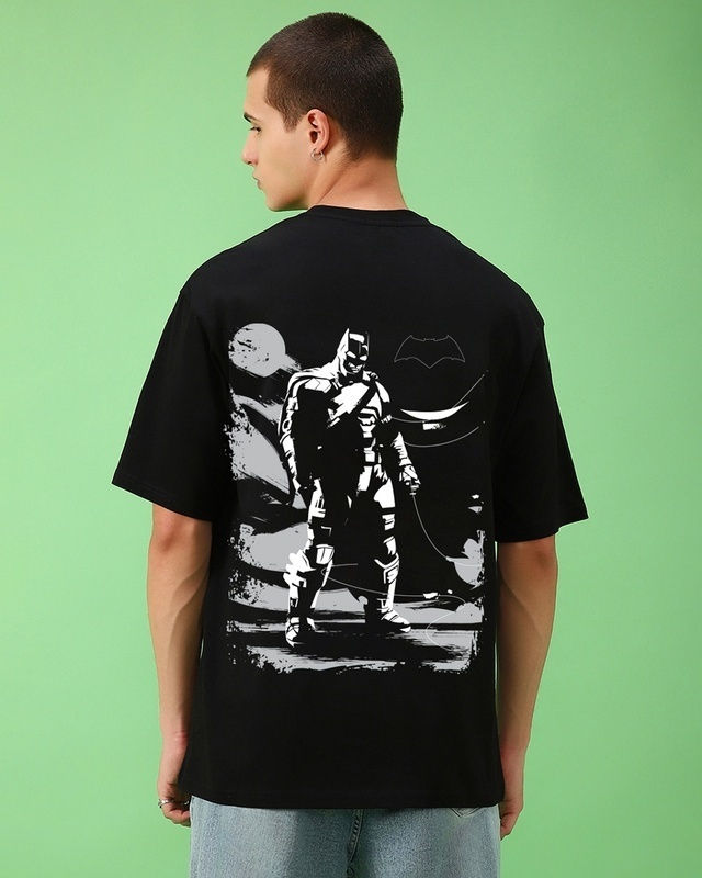 Shop Men's Black Gotham's Devil Graphic Printed Oversized T-shirt-Front