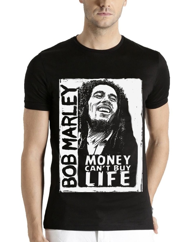 Shop Men's Black Graphic Print Regular Fit T-shirt-Front