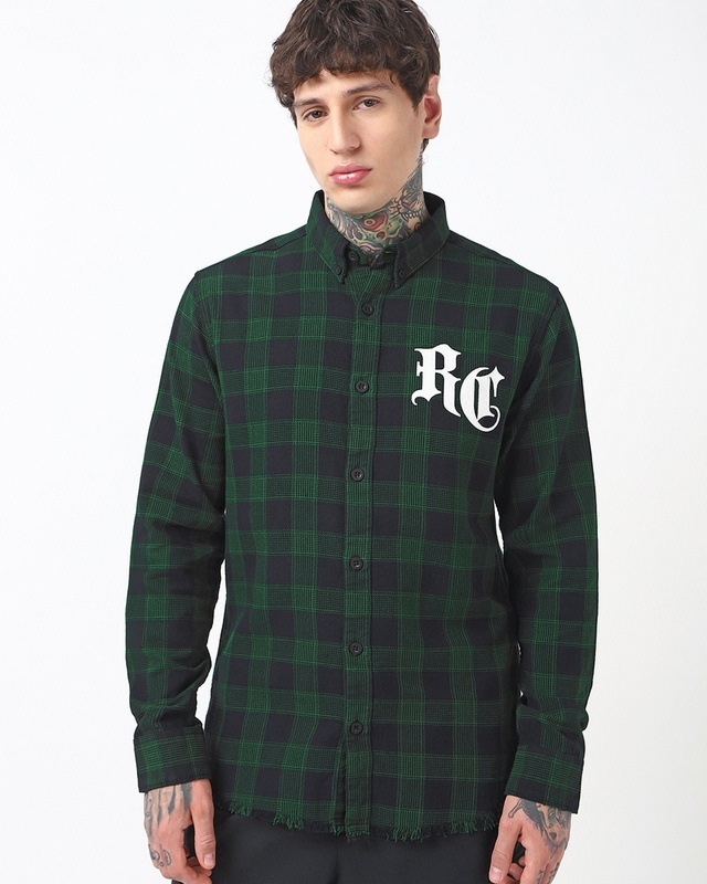 Shop Men's Blue & Green Checked Shirt-Front