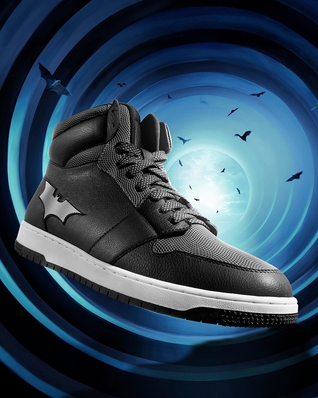 Shop Men's Black & Grey Dark Knight Reflective Color Block High Top Sneakers-Front