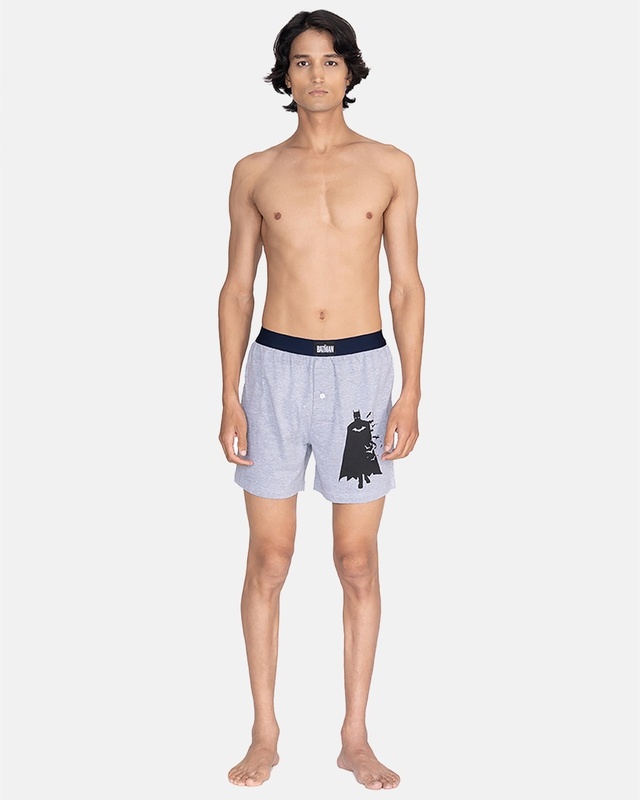 Shop Men's Black & Grey Graphic Printed Boxer ( Pack of 3)-Front