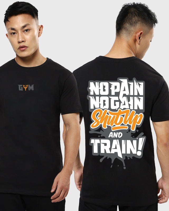 Shop Men's Black Heavyweight Typography T-shirt-Front