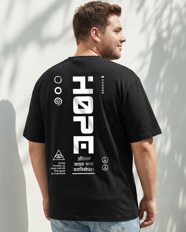 Shop Men's Black Hope Street Graphic Printed Plus Size T-shirt-Front