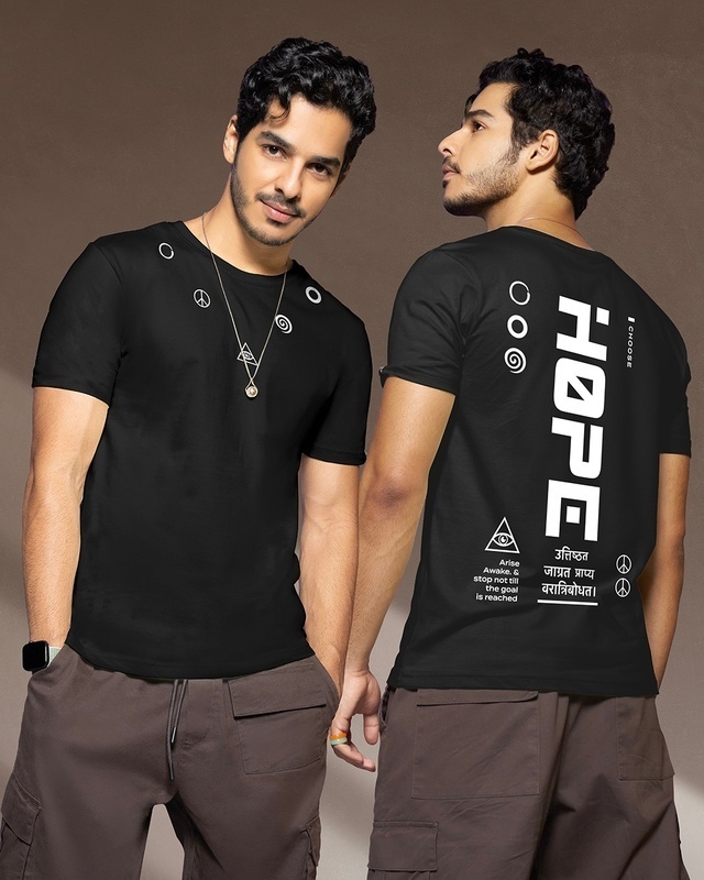Shop Men's Black Hope Street Typography T-shirt-Front