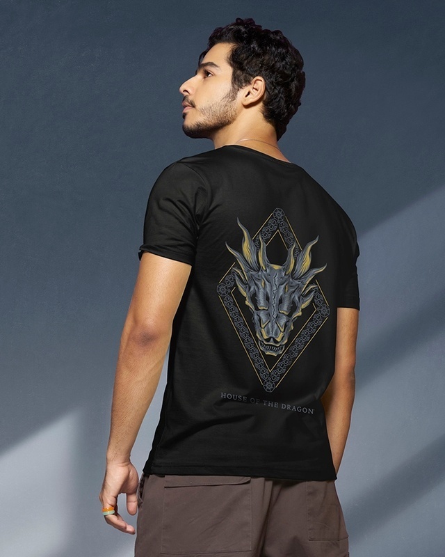 Shop Men's Black House Of The Dragon Graphic Printed T-shirt-Front