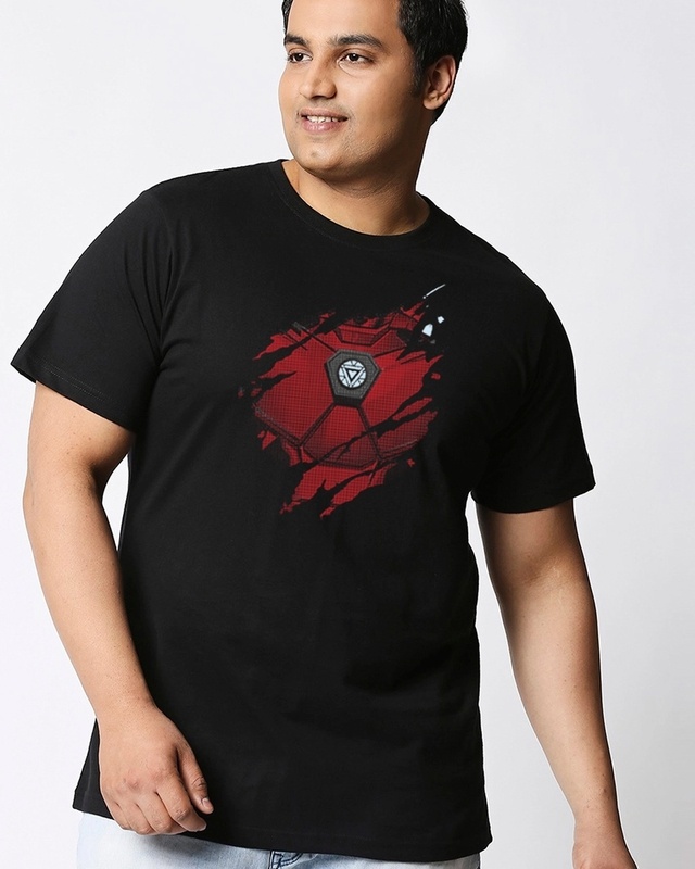 Shop Men's Black Iron Man of War Graphic Printed Plus Size T-shirt-Front