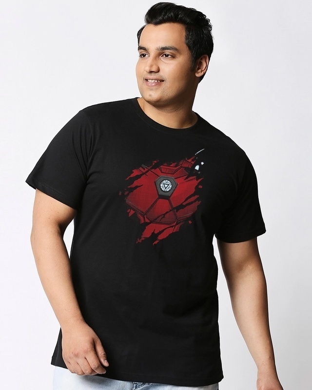 Shop Men's Black Iron Man Of War Graphic Printed Plus Size T-shirt-Front