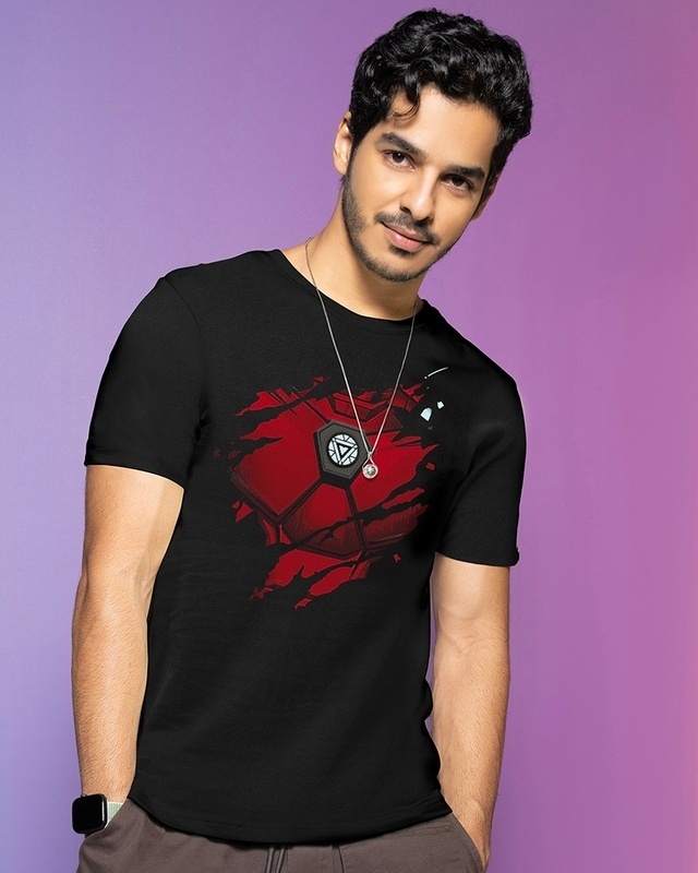 Shop Men's Black Iron Man Of War Graphic Printed T-shirt-Front