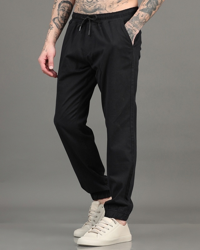 Shop Men's Black Jogger Pants-Front