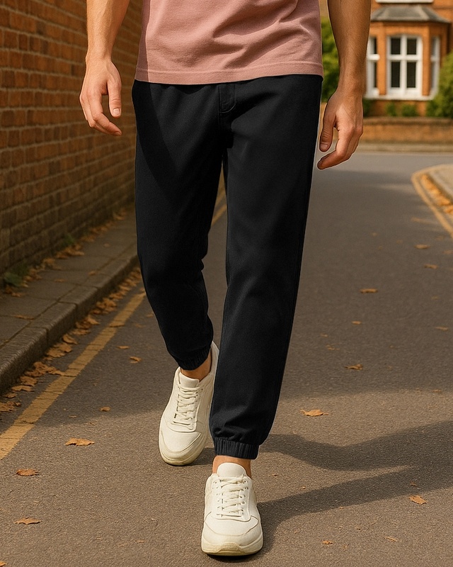 Shop Men's Black Warm Joggers-Front
