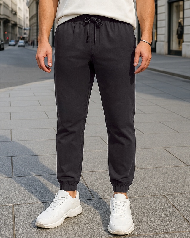 Shop Men's Black Joggers-Front