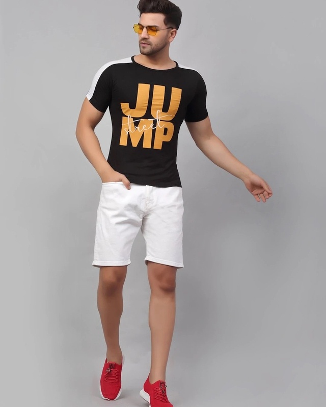 Shop Men's Black Jump Typography T-shirt-Front
