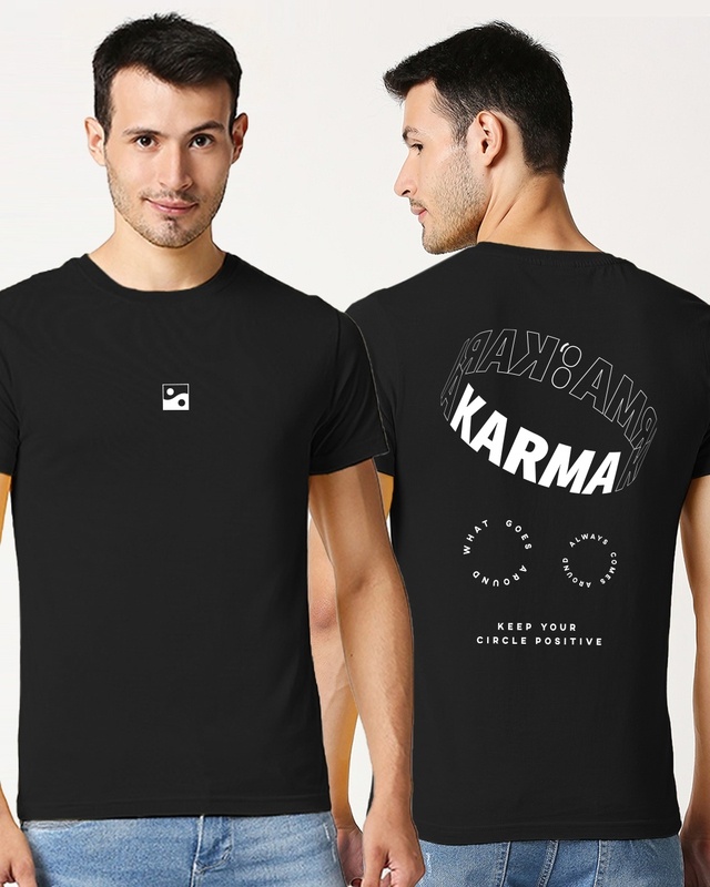 Shop Men's Black Karma Circles Typography T-shirt-Front