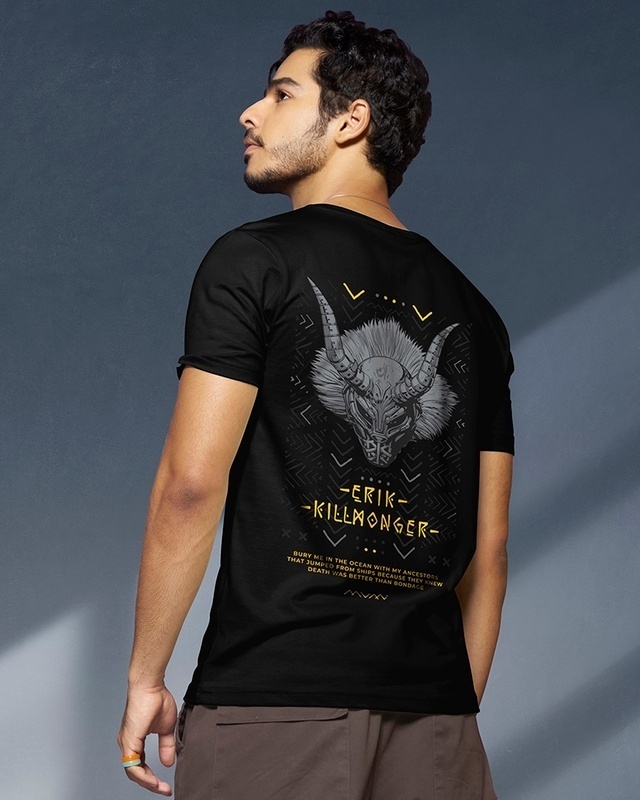 Shop Men's Black Killmonger Graphic Printed T-shirt-Front