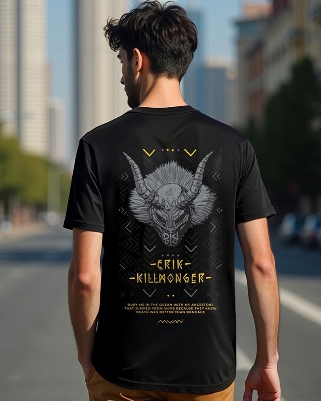 Shop Men's Black Killmonger Graphic Printed T-shirt-Front