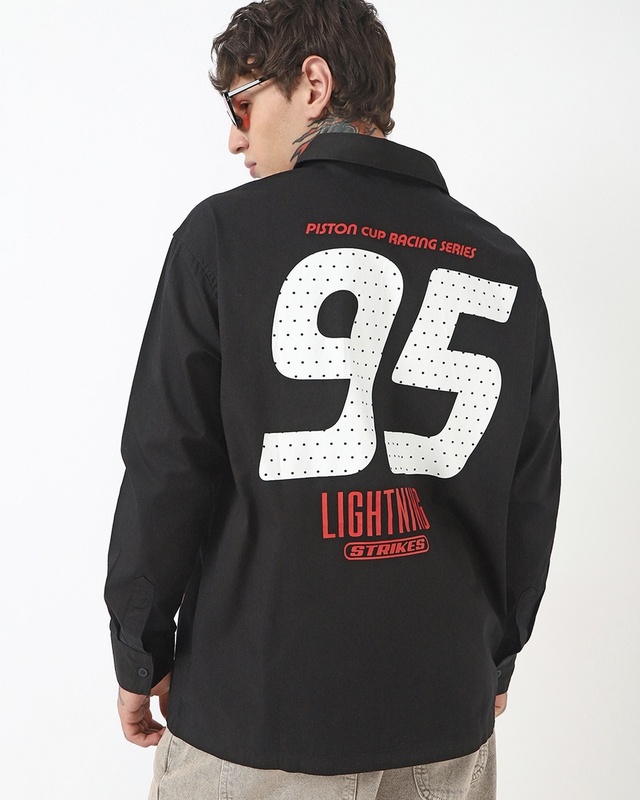 Shop Men's Black LMQ Typography Oversized Shirt-Front