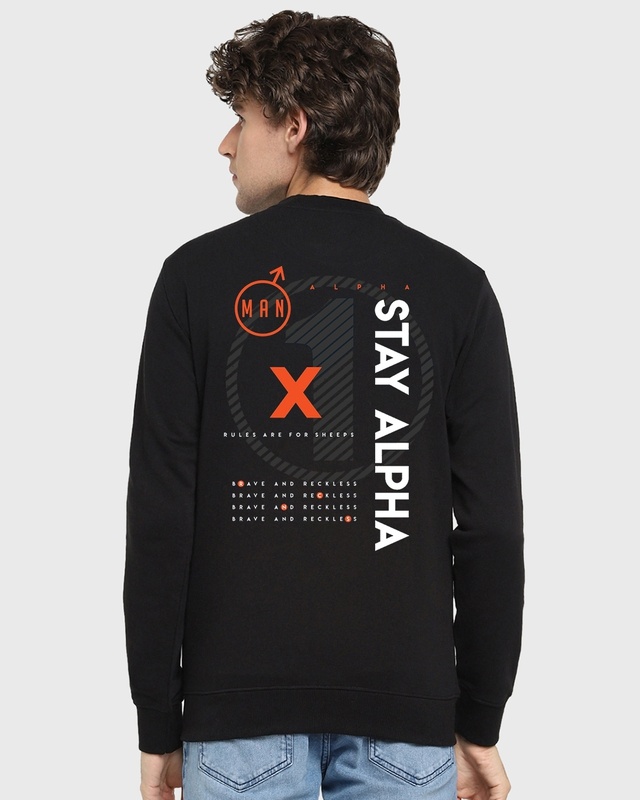 Shop Men's Black Lone Wolf Graphic Printed Zipper Sweatshirt-Front
