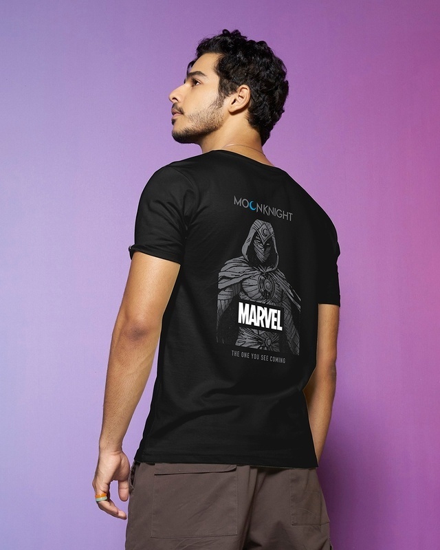 Shop Men's Black Marvel Moon Knight Graphic Printed T-shirt-Front